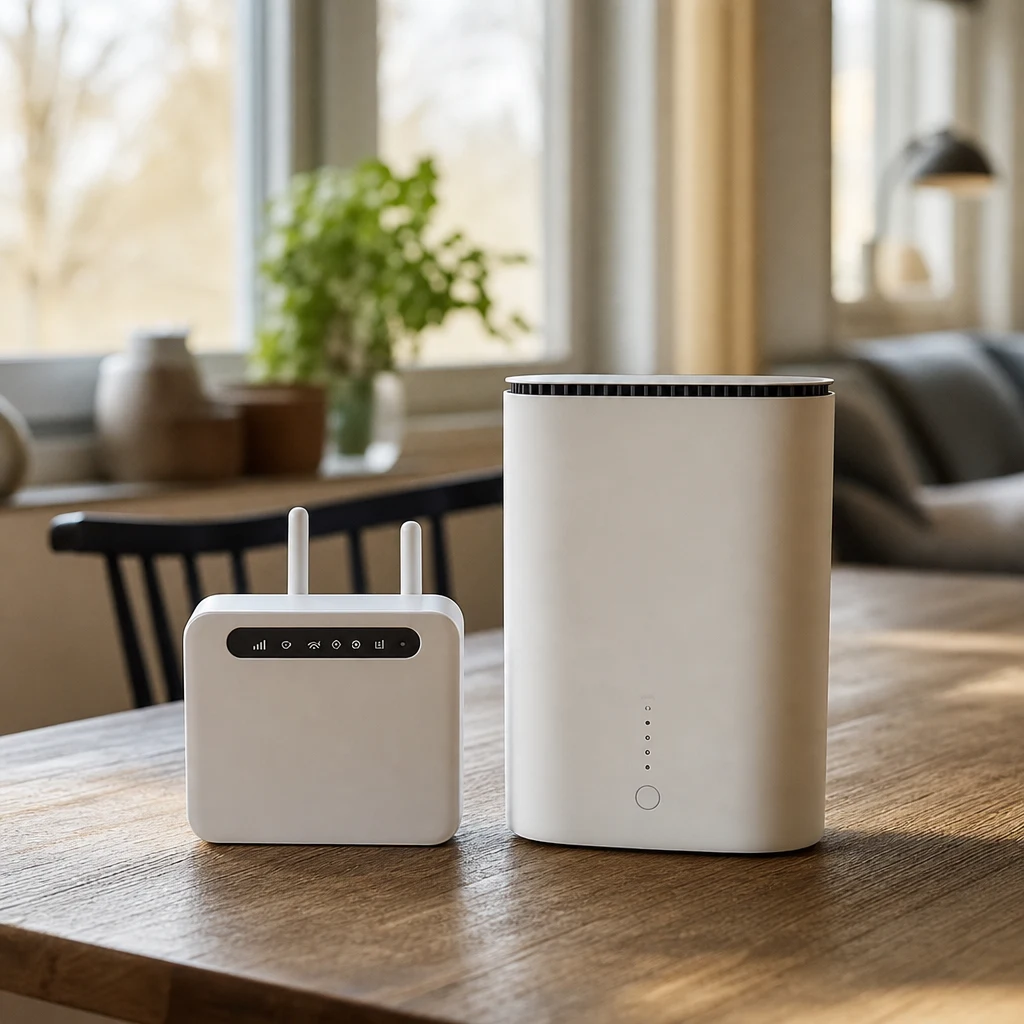 4G- och 5G-router bredvid varandra