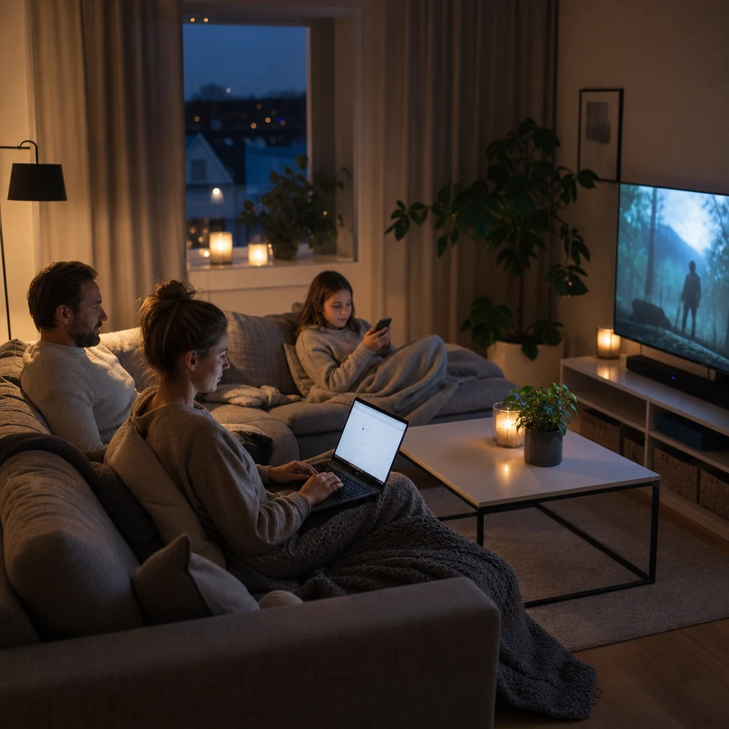 Mysig hemmiljö med streaming på flera enheter